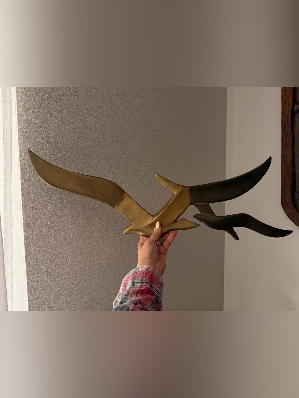 Vintage MCM Brass Flying Birds Wall Décor Set of 2 Korea